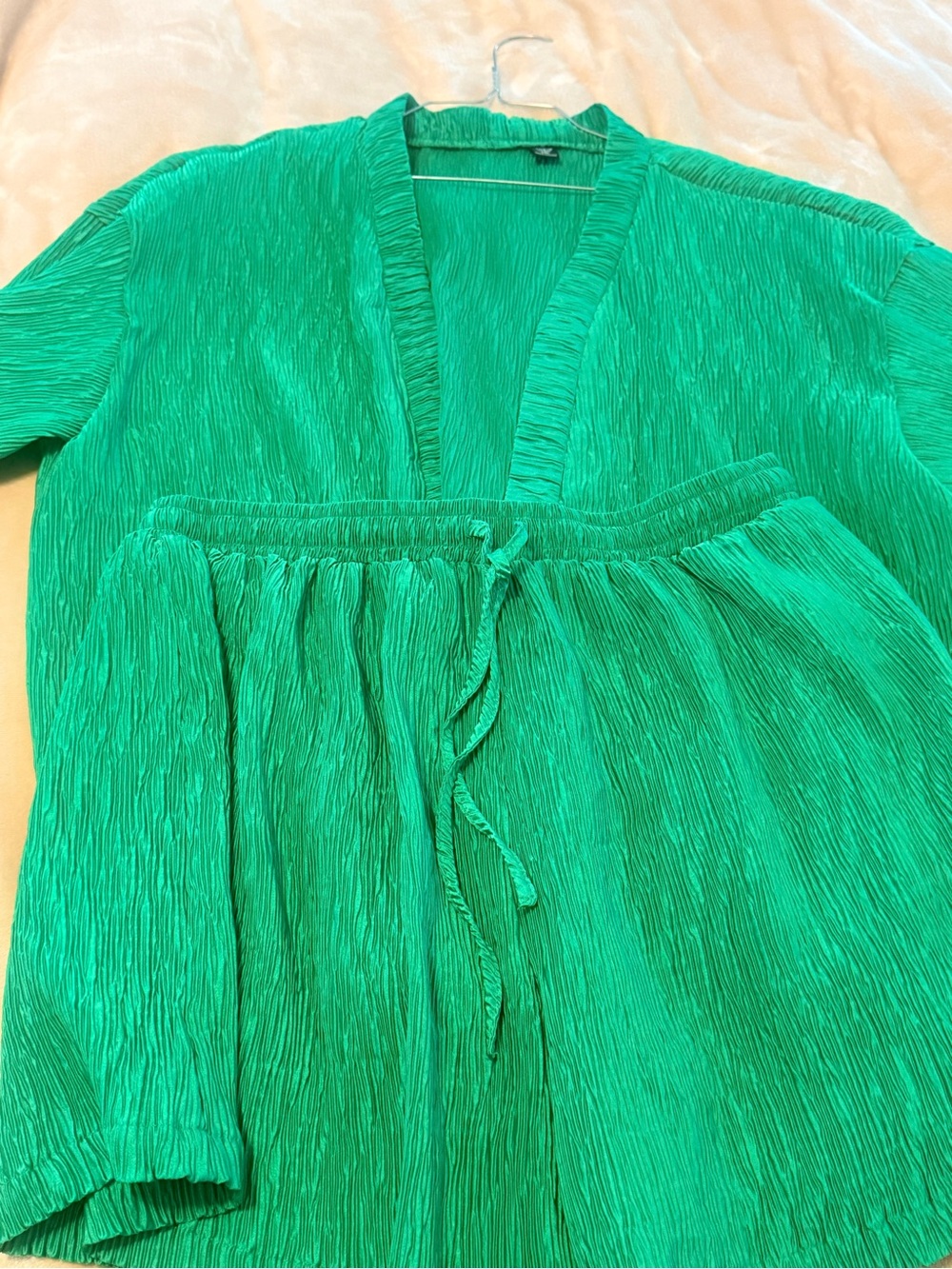 SHEIN Emerald Green Textured Swim Cover-Up Set